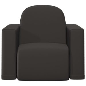 2-in-1 Children Sofa Black Faux Leather