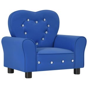 Children Sofa Blue Faux Leather