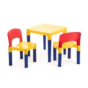 Kids Table & 2 Chairs Plastic Set (Blue, Red & Yellow)
