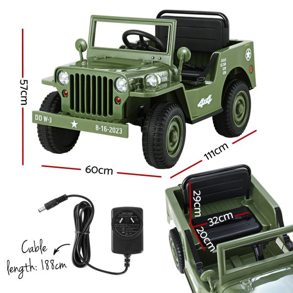 Kids Ride On Car Off Road Military Toy Cars 12V Olive