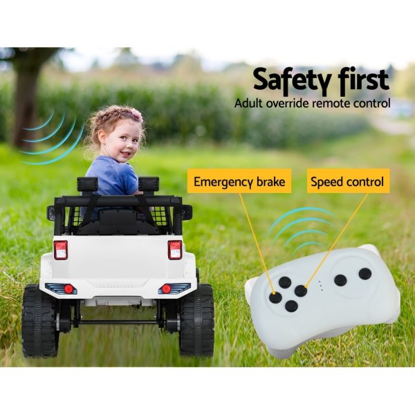 Kids Ride On Car Electric 12V Car Toys Jeep Battery Remote Control White