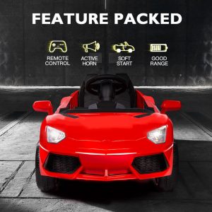 ROVO KIDS Ride-On Car LAMBORGHINI Inspired – Electric Toy Battery Remote Red