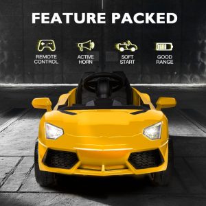 ROVO KIDS Ride-On Car LAMBORGHINI Inspired – Electric Battery Remote Yellow