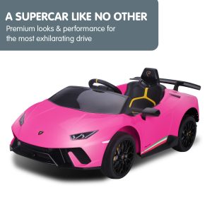 Lamborghini Performante Kids Electric Ride On Car Remote Control by Kahuna – Pink