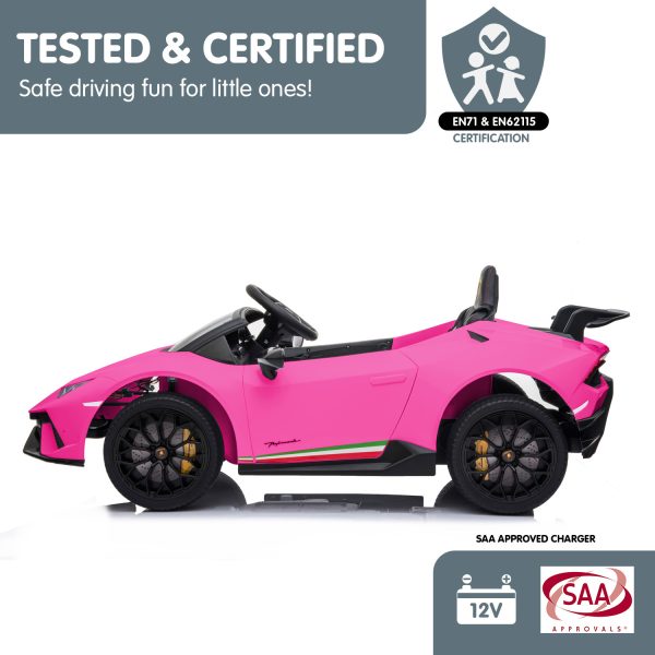 Lamborghini Performante Kids Electric Ride On Car Remote Control by Kahuna – Pink