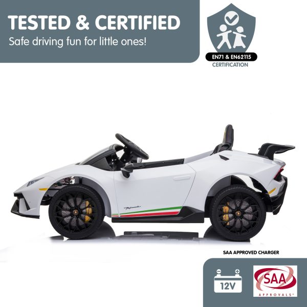 Lamborghini Performante Kids Electric Ride On Car Remote Control by Kahuna – White