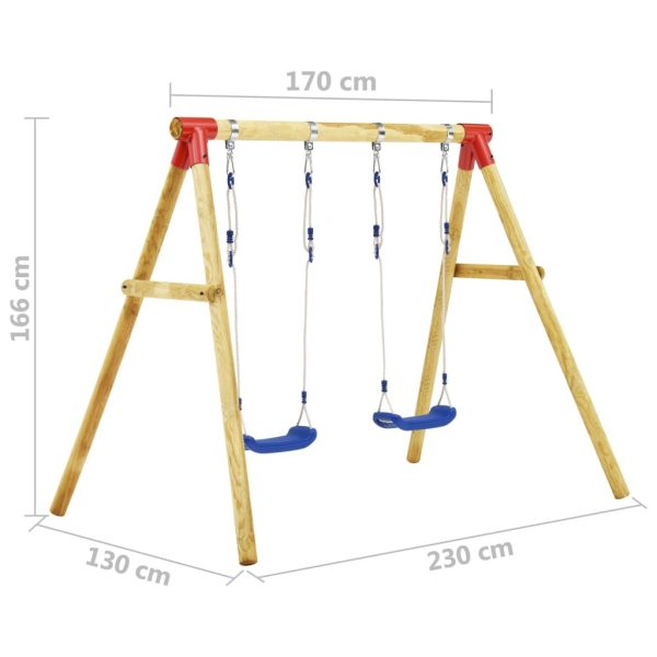 Swing Set 230x130x166 cm Solid Pinewood