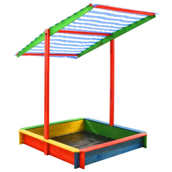 Sandbox with Adjustable Roof Fir Wood Multicolour UV50