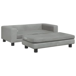 Kids Sofa with Footstool Light Grey 100x50x30 cm Velvet