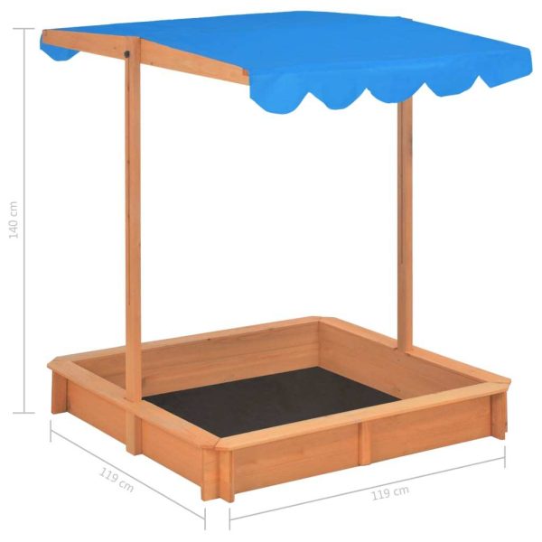 Sandbox with Adjustable Roof Fir Wood Blue UV50