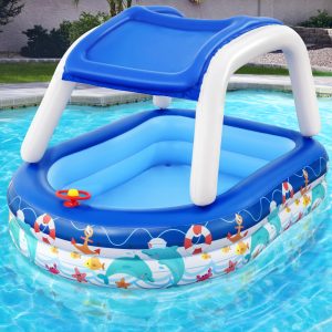 Kids Pool 213x155x132cm Inflatable Swimming w/ Canopy Play Pools 282L