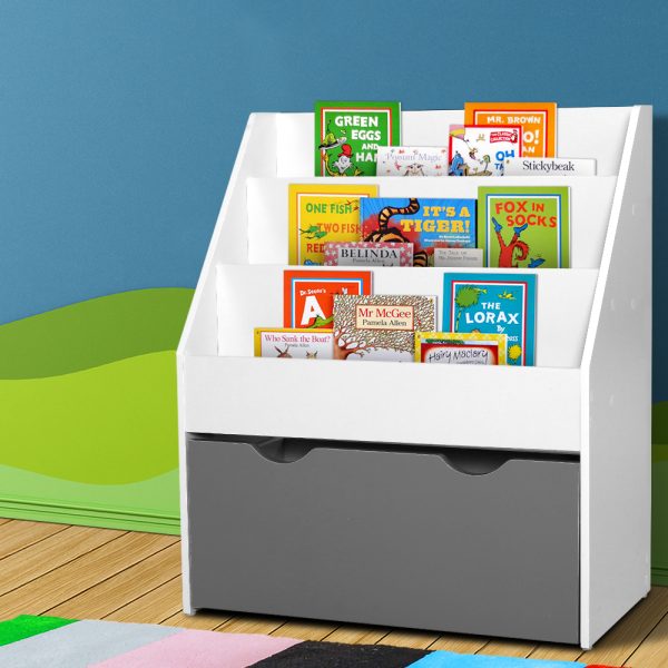 Kids Bookshelf Childrens Bookcase Organiser Storage Shelf Wooden White