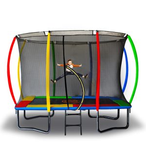 Kahuna Trampoline 8 ft x 11 ft Outdoor Rectangular Rainbow