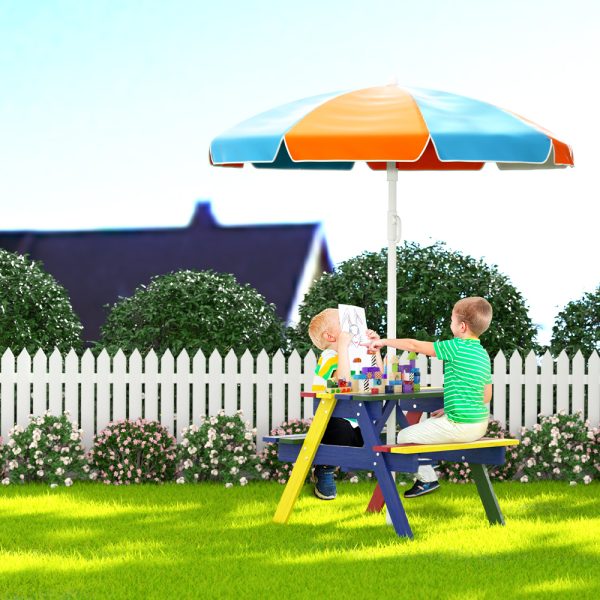 Kids Outdoor Table and Chairs Picnic Bench Seat Children Wooden Indoor
