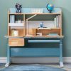 Solid Rubber Wood Height Adjustable Children Kids Ergonomic Blue Study Desk Only