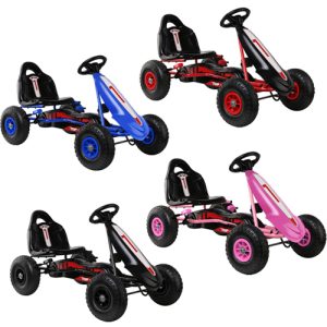 Kids Pedal Go Kart Car Ride On Toys Racing Bike Rubber Tyre Adjustable Seat