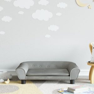 Kids Sofa Light Grey Velvet