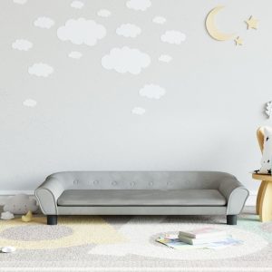 Kids Sofa Light Grey Velvet