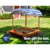 Keezi Kids Sandpit Outdoor Toys Wooden Large Sand Pit Water Box Canopy 149cm