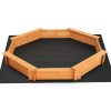 Keezi Kids Sandpit Wooden Play Large Round Outdoor Sand Pit Box with Cover 182cm