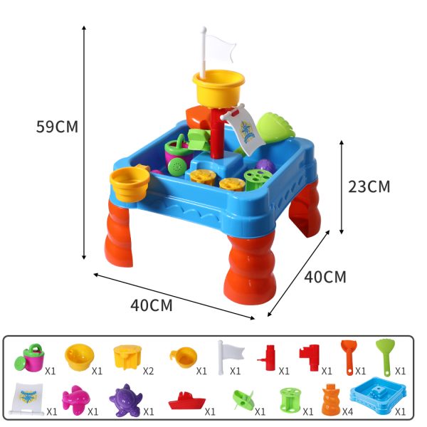21pc Kids Sand Water Activity Play Table Child Fun Outdoor Sandpit Toys Set