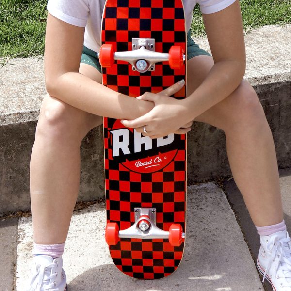 Rad Complete Dude Crew 7″ x 30″ Skateboard – Checkers Black / Red