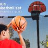 UP-SHOT Trampoline 16ft Outdoor Round Curved Pole with Basketball Set for Kids, Black Multi-colour