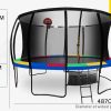 UP-SHOT Trampoline 16ft Outdoor Round Curved Pole with Basketball Set for Kids, Black Multi-colour