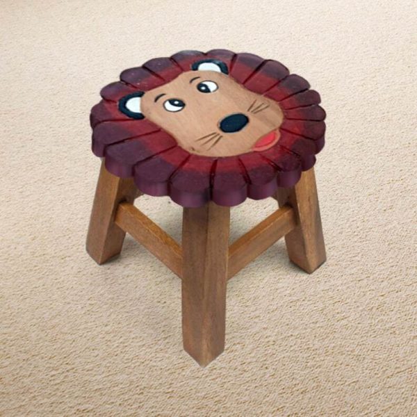 Children’s Chair Stool Wooden Lion Theme
