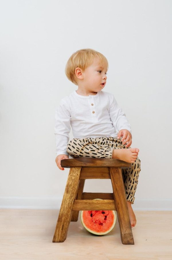 Children’s Wooden Stool Blue Baby ELEPHANT Themed Chair Toddlers Step sitting Stool