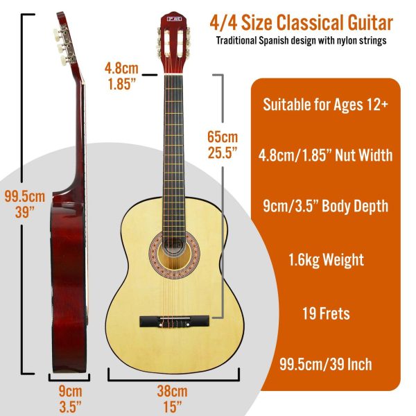 3rd Avenue Full Size Classical Guitar Pack – Natural