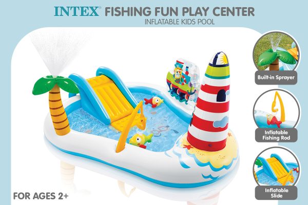 Intex 57162NP Fishing Fun Play Centre Inflatable Kids Swimming Pool
