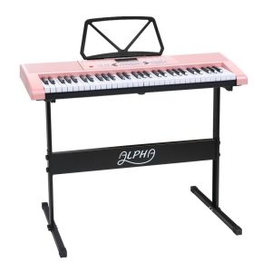 61 Keys Electronic Piano Keyboard Digital Electric w/ Stand Lighted Pink