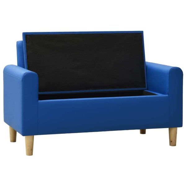 2-Seater Children Sofa Faux Leather – Blue