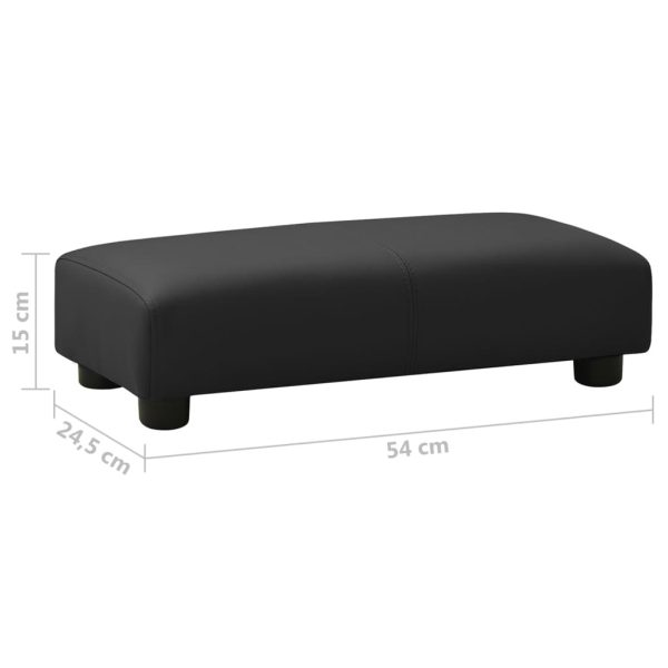 Children Sofa with Stool Faux Leather – Black