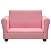 Children Sofa with Stool Faux Leather – Pink
