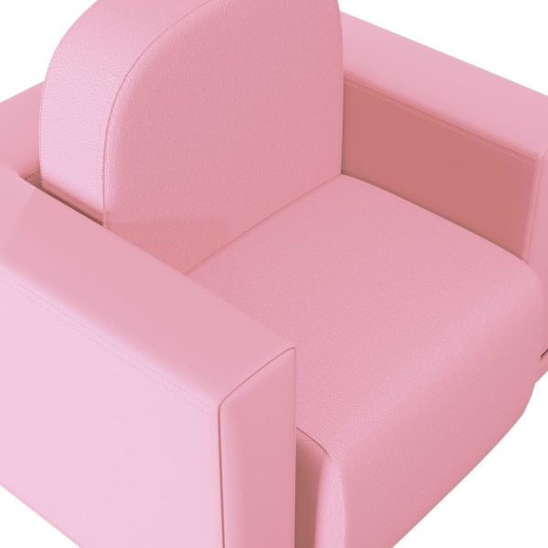 2-in-1 Children Sofa Faux Leather – Pink