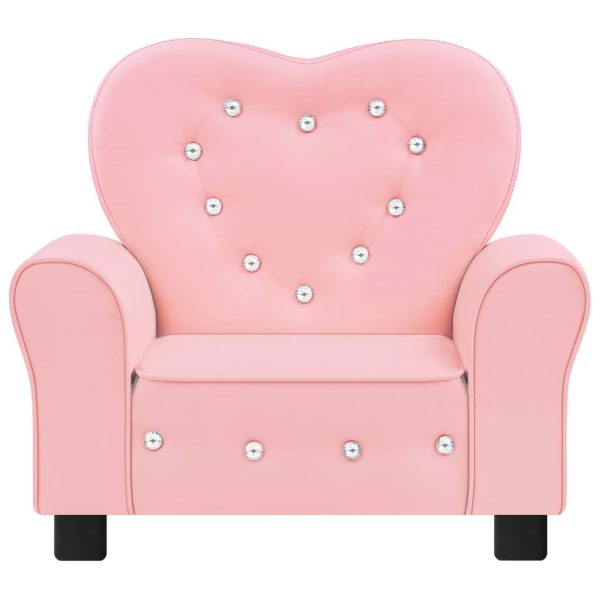 Children Sofa Faux Leather – Pink