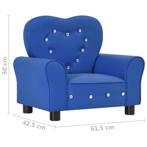 Children Sofa Faux Leather – Blue