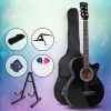 38 Inch Wooden Acoustic Guitar – 34″ Black Set