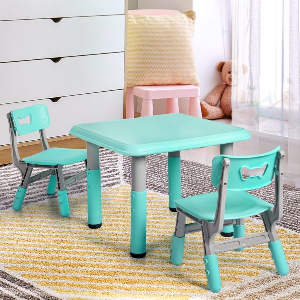 Kids Table and Chairs Children Furniture Toys Play Study Desk Set – Green