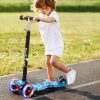 Kids Scooter 3 Wheels Slider Toddler Toys Adjustable Height Flashing LED – Blue