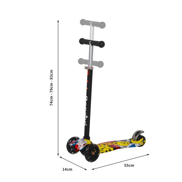 Kids Scooter 3 Wheels Slider Toddler Toys Adjustable Height Flashing LED – Multicolor