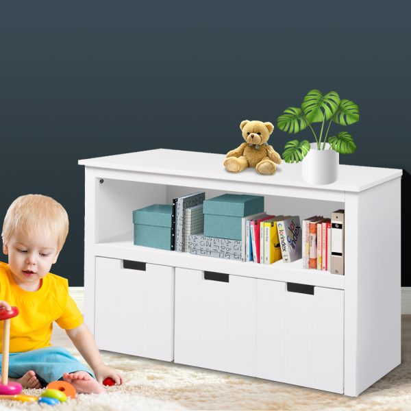 Kids Toy Storage Unit Organiser Box Bookshelf Children Bookcase Shelf Wooden