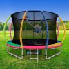 Trampoline Round Trampolines With Basketball Hoop Kids Present Gift Enclosure Safety Net Pad Outdoor – 10ft, MULTICOLOUR