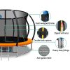 Trampoline Round Trampolines With Basketball Hoop Kids Present Gift Enclosure Safety Net Pad Outdoor – 10ft, Orange