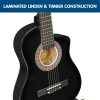 Karrera 38in Pro Cutaway Acoustic Guitar with Bag Strings – Black