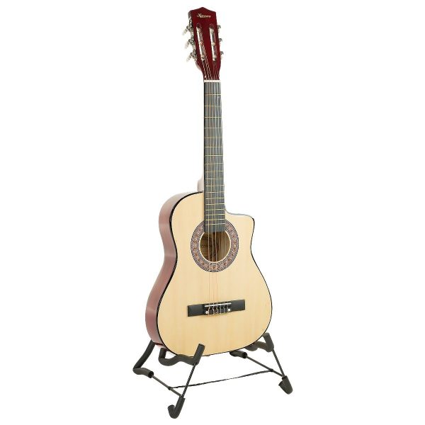 Karrera 38in Pro Cutaway Acoustic Guitar with Bag Strings – Natural