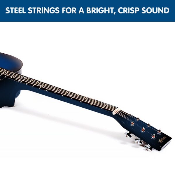Karrera 38in Pro Cutaway Acoustic Guitar with Bag Strings – Blue Burst