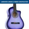 Karrera 38in Pro Cutaway Acoustic Guitar with Bag Strings – Purple Burst